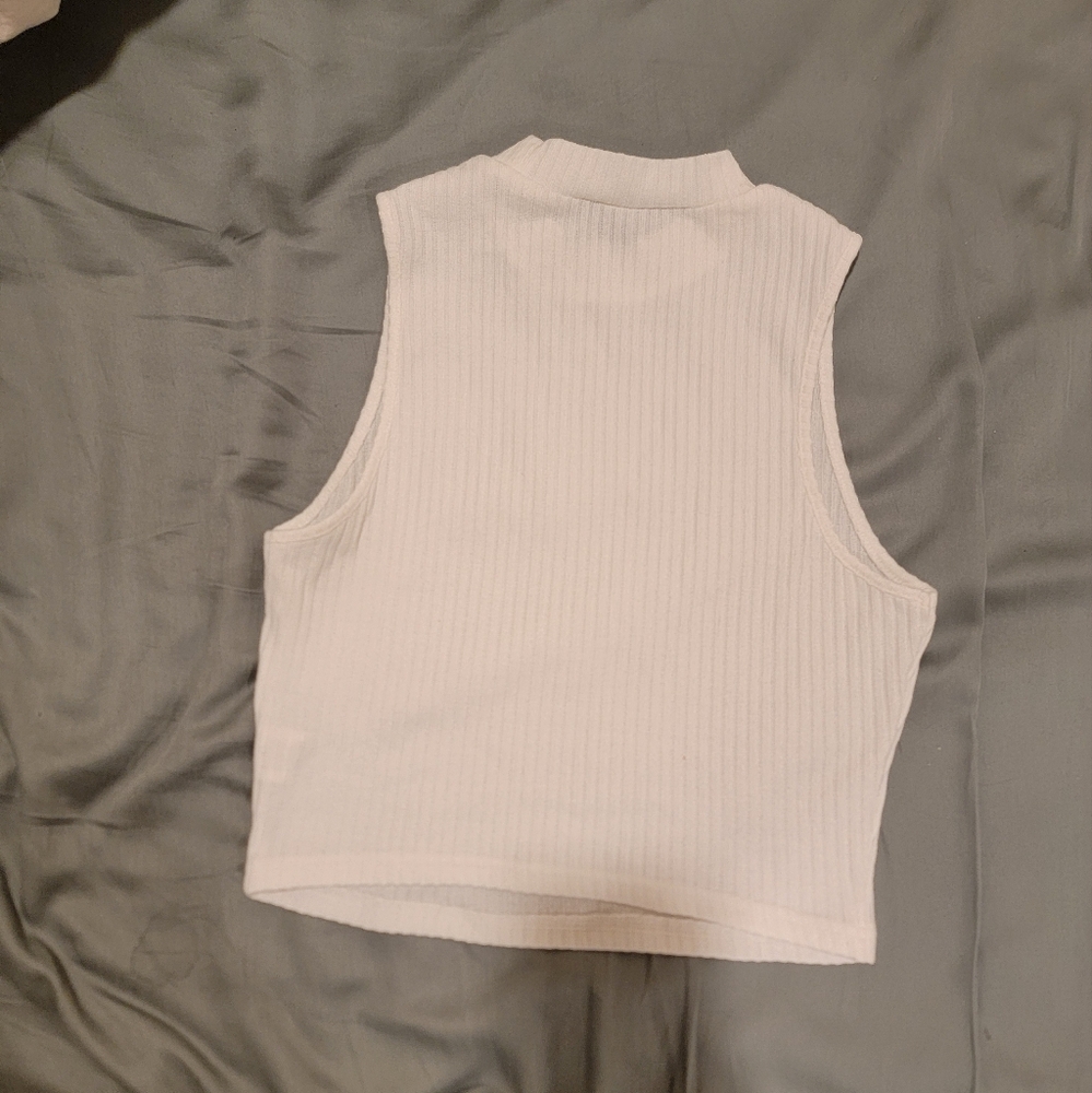 Cropped white tank top